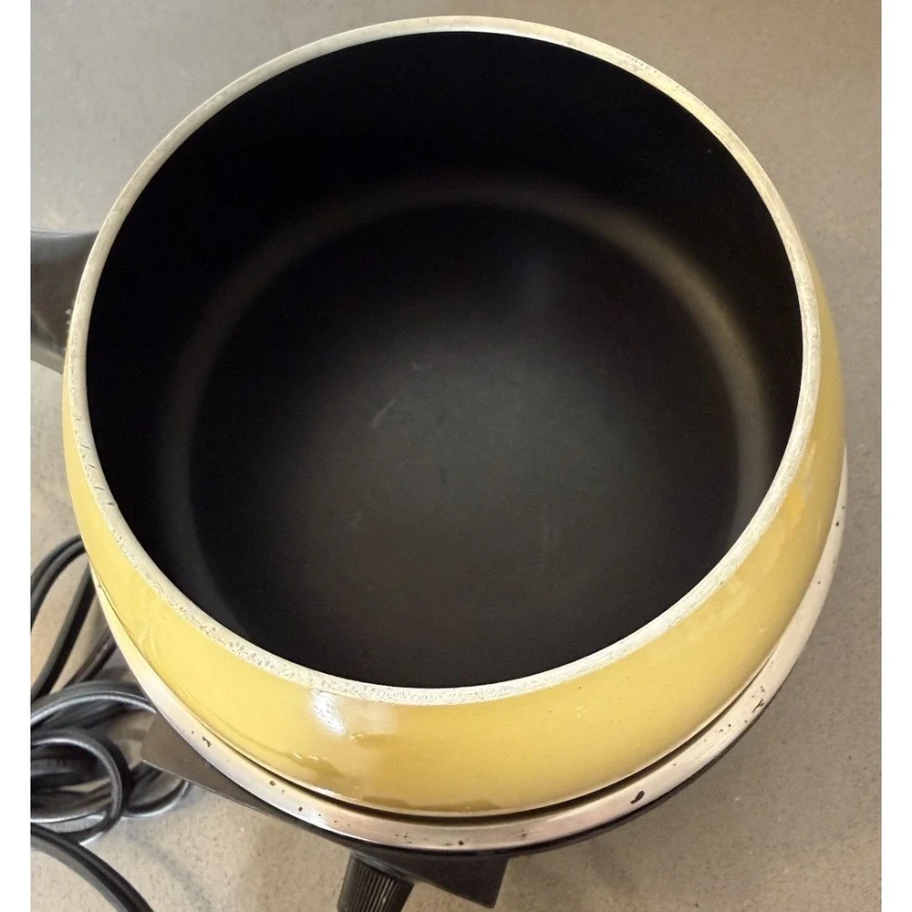 VTG Oster Electric Fondue Pot READ Mustard Yellow 701-01A 70s USA Tested Works